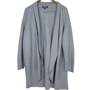 Nicole Miller Original Plus Grey Knit Long Sleeve Open Cardigan Sweater 2X